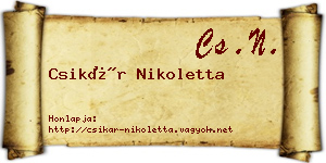 Csikár Nikoletta névjegykártya